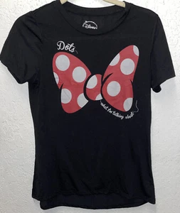 Disney Minnie Mouse Red Polka Dit Bow Black T-Shirt M 7/9 Dots What I’m Talk.. - Picture 1 of 3