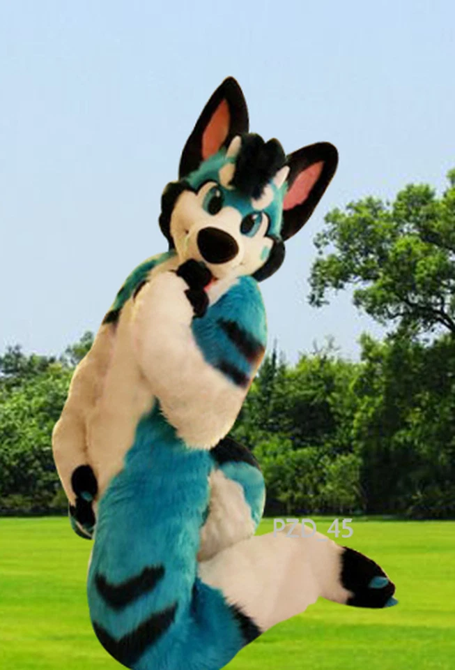 Halloween Largo Piel Husky Perro Zorro Fursuit Mascota Disfraz Traje Juegos con disfraces Vestido #388 Foto 1 de 3