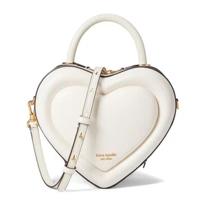 Kate Spade Pitter Patter Leder 3-D Herz Umhängetasche - Creme - Bild 1 von 5