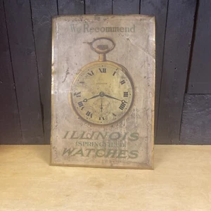 *RARE* Tin Illinois Springfield Pocket Watches SIGN - AMERICAN ART WORKS Grail - Picture 1 of 9