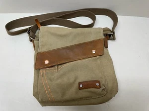 Sechunk Canvas Messenger Bag With Leather Women’s Shoulder Crossbody - Picture 1 of 10