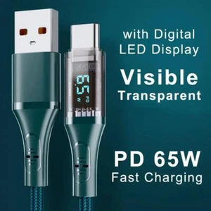 65W PD USB C Cable with Digital Display Super Fast Cord[ Data C Charging L7V1 - Photo 1 sur 15