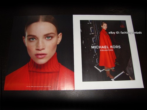 MICHAEL KORS 2 pagine STAMPA ANNUNCIO autunno 2020 REBECCA LEIGH LONGENDYKE fantastico cappotto rosso