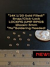 12Pcs. GENUINE 14K 1/20 Gold Filled 3mm SNAP-LOCKING Jump Rings! NO SOLDERING