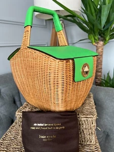 Kate Spade Picnic In The Park Tasche Grün Leder Korbtasche - Bild 1 von 19