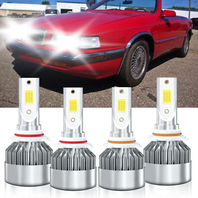 For Chrysler TC Maserati 1989-1991 LED Headlight Bulbs High Low Beam 9005 9006 - Image 1 of 4