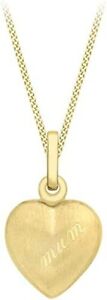 Mum 9ct Gold Etched Heart Locket 12mm x 20mm Necklace, Curb Chain 46cm/18"
