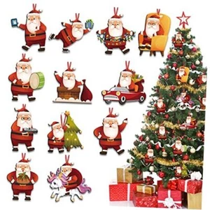 36 Pcs Christmas Tree Ornament Santa Claus Hanging Ornaments Wooden Funny - Picture 1 of 8