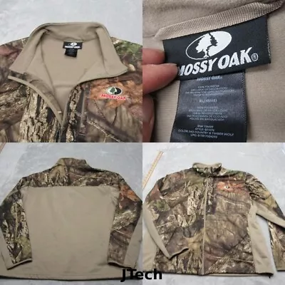 Mossy Oak Fleece Mens XL Brown Camouflage Zip Pockets Full Zip Duck Hunting - Image 1 of 4