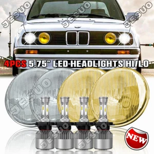 4PCS 5-3/4 5.75" white h4 LED Headlights Hi/Lo Beam For BMW 325i 528i 535i E30 - Picture 1 of 19