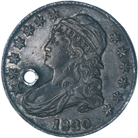 1830 (P) Capped Bust Half Dollar Lettered Edge VF Details Hole See Pics F497 Cover