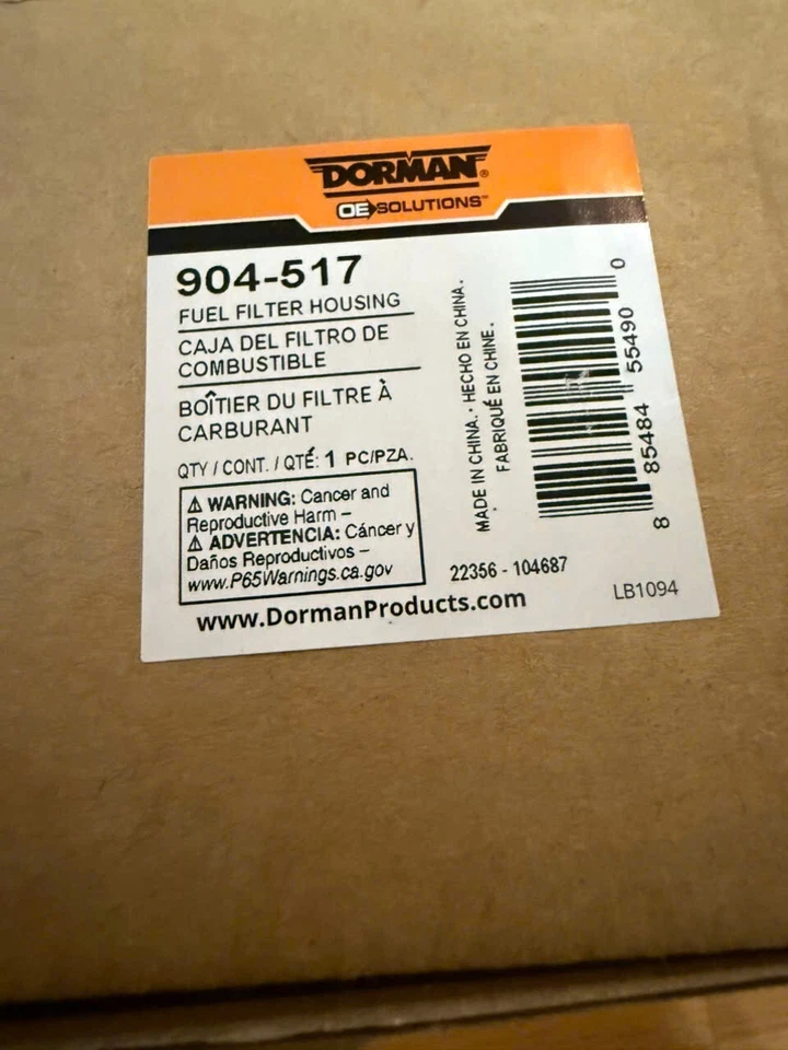 904-517 Dorman Fuel Filter Housing Gas for Chevy Chevrolet Silverado 2500 HD GMC - Image 1 of 1