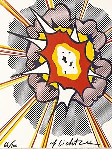 Roy Lichtenstein, Druck auf stabiler Pappe, original Hand signiert, orig signed