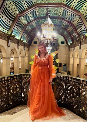 WOMEN FALL FAIRY Autumn Queen DRESS GOWN COPPER SIZE 12 L WIG CROWN  FANTASY - Image 1 of 4
