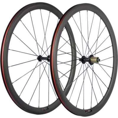 Conjunto de rodas de carbono para bicicleta de estrada Clincher 23 mm largura 38 mm profundidade 20-24 furos rodas de raio - Imagem 1 de 4