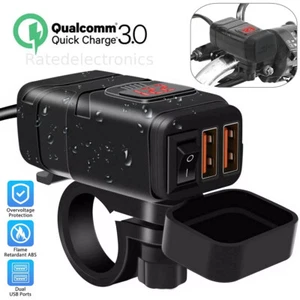 Motorcycle Dual USB Phone Plug GPS Super Fast Charger Adapter LED Waterproof US - Picture 1 of 12