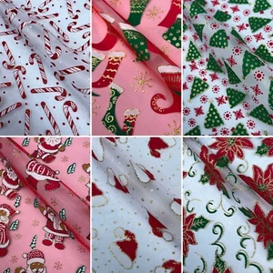 Organza Christmas Foil Fabric Festive Xmas Designs Patterned Festive Material - Picture 1 of 37