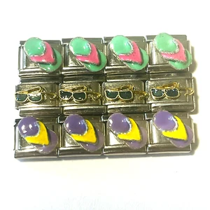 Italian Charm 9mm Summer Lot Flip Flop Sandals Sunglasses 12 Links 3 Designs - Picture 1 of 9
