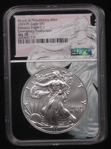 2021 (p) T-1 Silver American Eagle $1. NGC MS70. Philadelphia mint Emergency - Picture 1 of 11