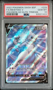 PSA 10 Mewtwo V #229 Full Art 2022 Pokemon SwSh GO ETB Black Star Promo GEM MINT - Picture 1 of 2