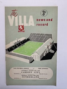 Aston Villa v Cardiff City & Sunderland; 27/29 de agosto de 1955 doble edición - Imagen 1 de 3