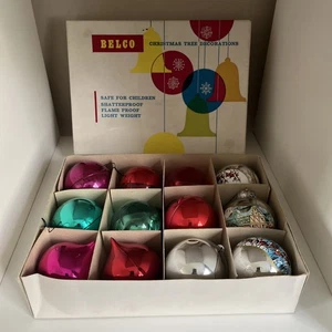 Belco Vintage Christmas Tree Baubles Decorations x 12 - Boxed - Picture 1 of 15