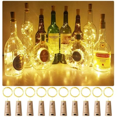 Luces para Botella de Vino con Corcho, Paquete de 10 Luces de Navidad 20 LED Mini Tira de Hadas... Foto 1 de 4