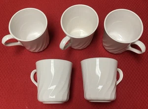 Lot 5 Corelle Corningware White Swirl ENHANCEMENTS Coffee/Tea Cups/Mugs 3.5" - Picture 1 of 4
