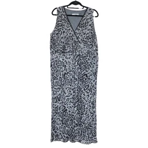 Joanna Hope Grey Black Leopard Print Dress Size 20 Midi Sleeveless Occasion - Picture 1 of 13