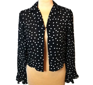 Talbots 6 Petite Sheer Silk Chiffon Blouse Black & White Polka Dot Top - Picture 1 of 9
