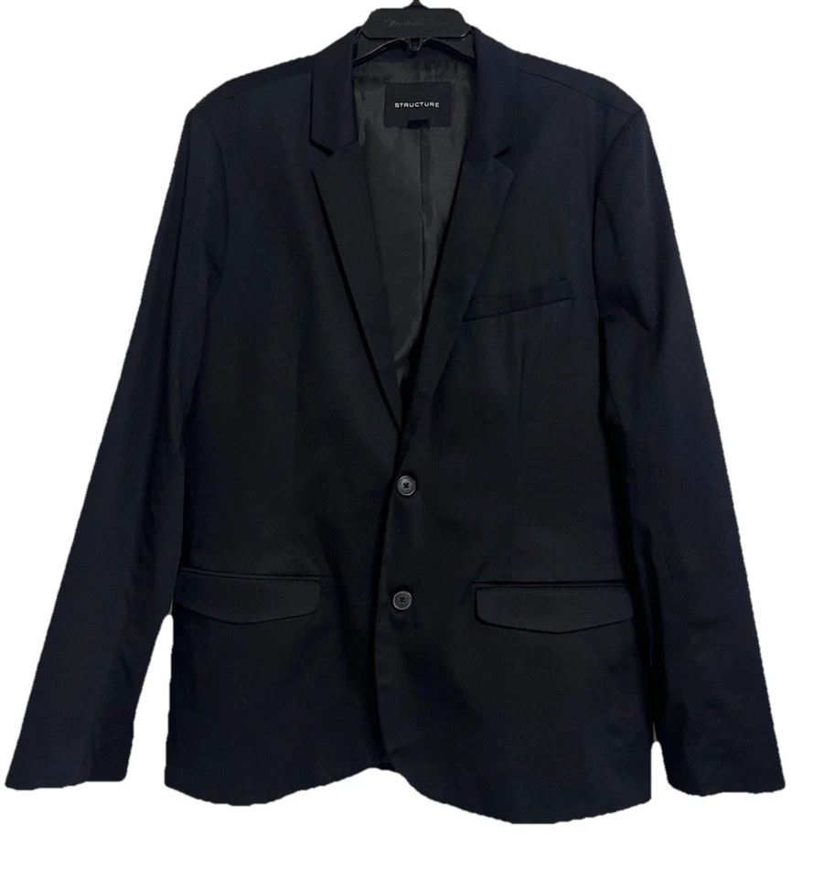 Structure Men’s Cotton Blazer Size L Black Sport Coat $120 Spring Suit Jacket - Image 1 of 4
