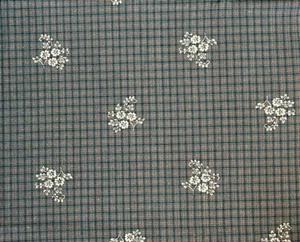 Original Vintage 1970’s Cotton Mix Fabric Blue Floral Plaid New 1.5m - Picture 1 of 5