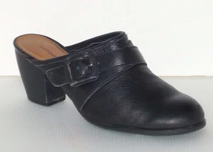 Antonio Melani Black Leather Buckle Mules 8M - Picture 1 of 6