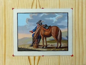 QUODLIBET Trompe-l’œil WINTERSCHMIDT NAIVE MALEREI REITERSMANN MIT PFERD 18.JH - Picture 1 of 1