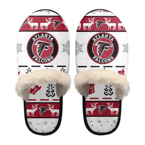 Atlanta Falcons Christmas Plush Slippers Warm Soft Non-Slip House Slippers Gift Cover