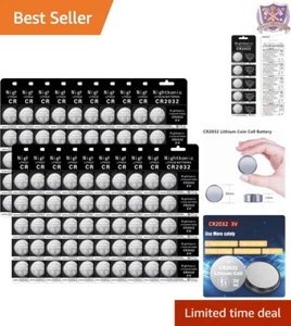100 pcs CR2032 Lithium Batteries 3V Coin Cell High Capacity for Remotes Toys - Picture 1 of 10