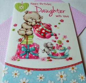 Daughter Birthday Greetings Card.....Happy Birthday Daughter With Love - Picture 1 of 3