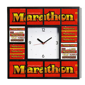 Marathon Candy Bar 1974 Wrapper Style Advertising Diner Clock 10.5". Not $65