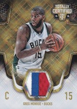  2015-16 Greg Monroe Totally Certified Materials Gold /10 BUCKS
