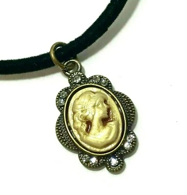 Collar camafeo oro vintage 18" dije colgante antiguo estilo victoriano enchapado Foto 1 de 4