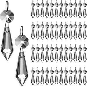 Clear Chandelier Icicle Crystal Prisms Octogan Glass Bead for Lamp Decoration,Pa - Picture 1 of 12