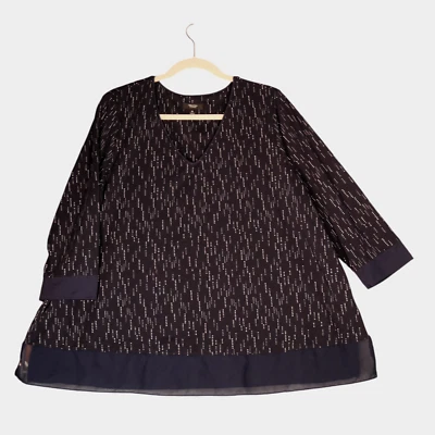 Blusa túnica Simply Vera Wang tejida top para mujer XL azul manchado carrera informal Foto 1 de 4