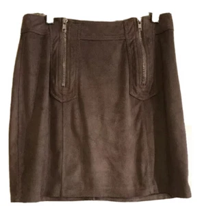 Nuevo $68 KENDALL & KYLIE Cremallera Frontal Imitación Gamuza Gris/Caqui Mujeres Falda Pequeña N20 - Imagen 1 de 8