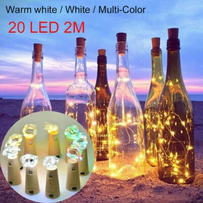 10 X Cadena de luces para botellas de vino 20 LED tapón en forma de corcho decoración nocturna luz de hadas Foto 1 de 4