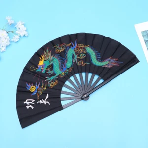 1Pz Plastica Ventaglio Cinese Kungfu Ventaglio Arti Marziali Performance Taichi (Nero) - Foto 1 di 11