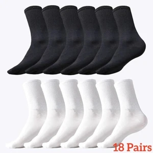 18Pairs Mens Cotton Trainer Socks Plain White Low Cut Quarter Gym Ankle - Picture 1 of 15