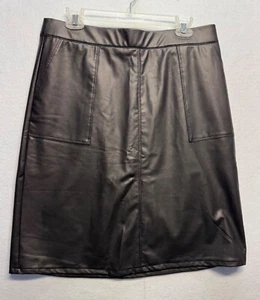 Black Faux Leather Pencil Skirt With Pockets Size 12 By Maurices - Picture 1 of 9