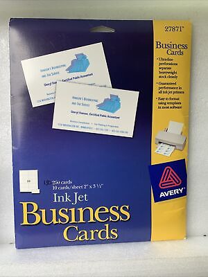 Avery 8371 Ink Jet Business Cards 2  X 3 1/2  (180 Cards Remaining) - Free Ship! • 9.99$