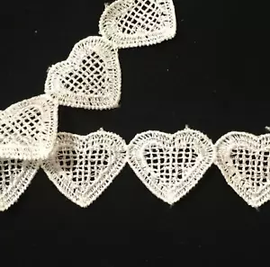 Venice Lace Trim Shiny Venice Bridal Lace Edging Heart Chain 1" White 4 yds #W22 - Picture 1 of 2
