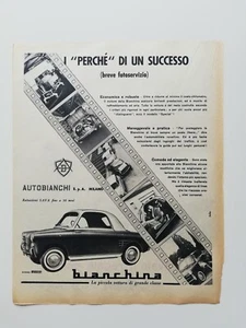 Clipping Pubblicità 1959 AUTOBIANCHI BIANCHINA I Perchè di un Successo - Picture 1 of 1
